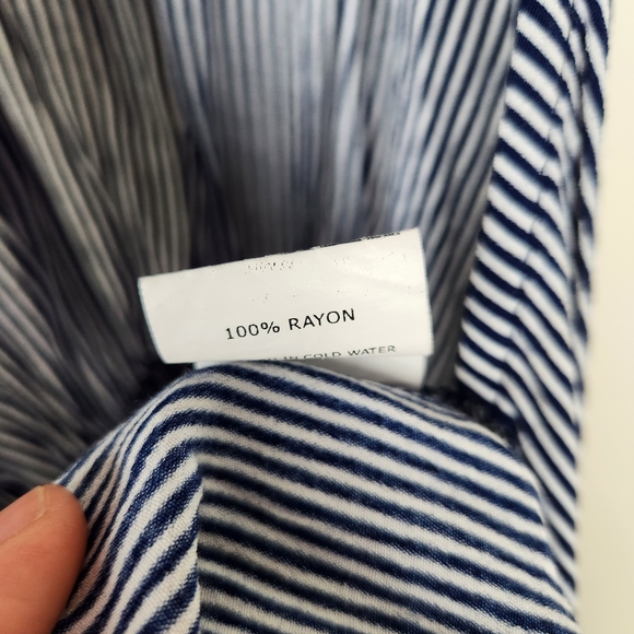 Faithfull the Brand Blue White Vertical Stripe Tie Neck Open Back Romper Sz S - Picture 8 of 9